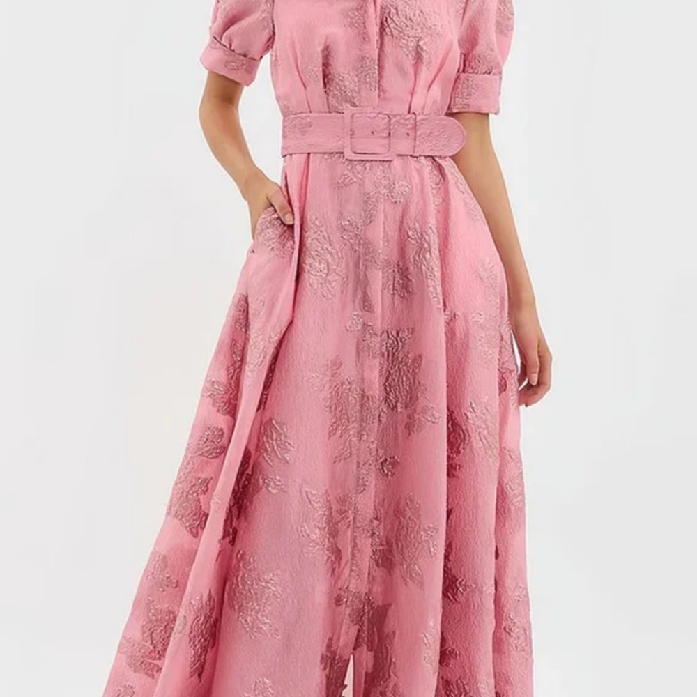 Elegant Pink Floral Maxi Dress